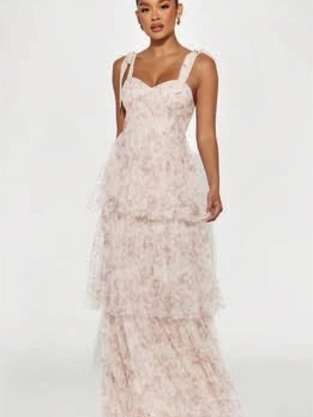 Fashion Nova Floral Tulle Tiered Gown